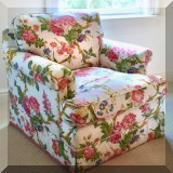 F35. Custom club chair in matching Brunschwig & Fils chintz peony fabric. 